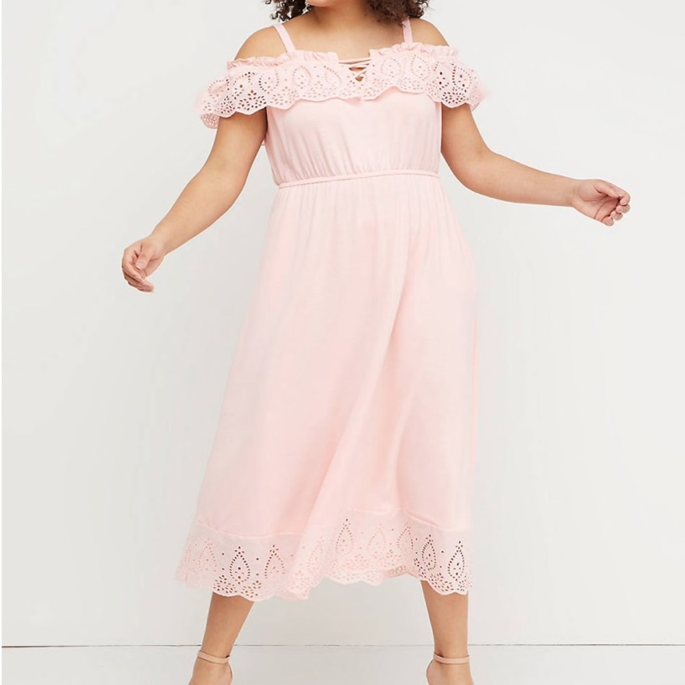 Lane Bryant - Sz 18/20 - pink cold shoulder dress